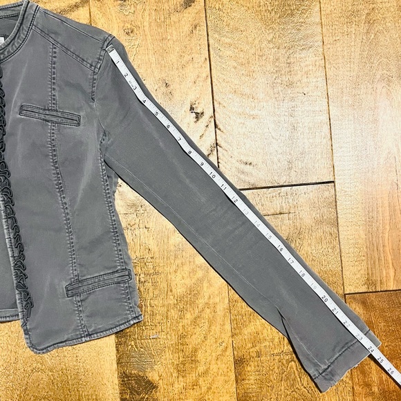 Esprit Grey Soft Demin Jacket with Hook Closure and Zip Sleeve Details - Picture 13 of 13